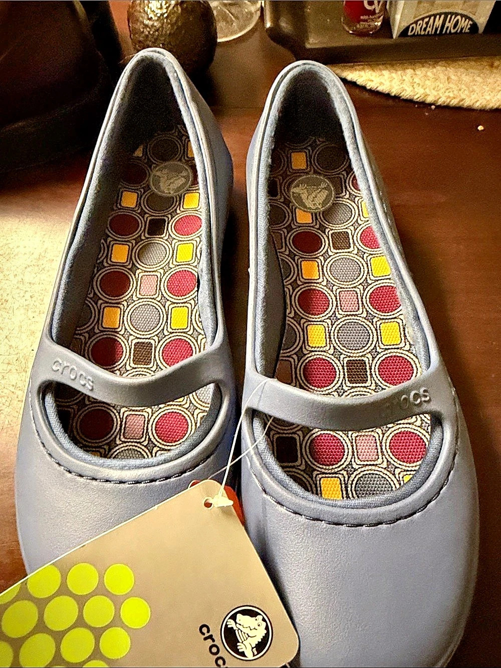 Crocs Crocband Winter Flat Geometric Flats Gray & Red US 10